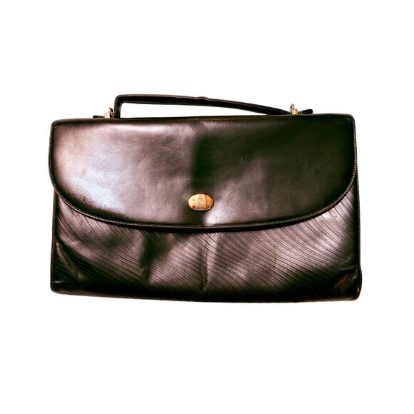 Vintage Mark Cross Black Leather Briefcase – Made in Italy - Picture 1 of 12